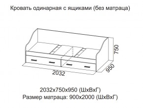 Кровать одинарная с ящиками (Без матраца 0,9*2,0) в Краснотурьинске - krasnoturinsk.магазин96.com | фото